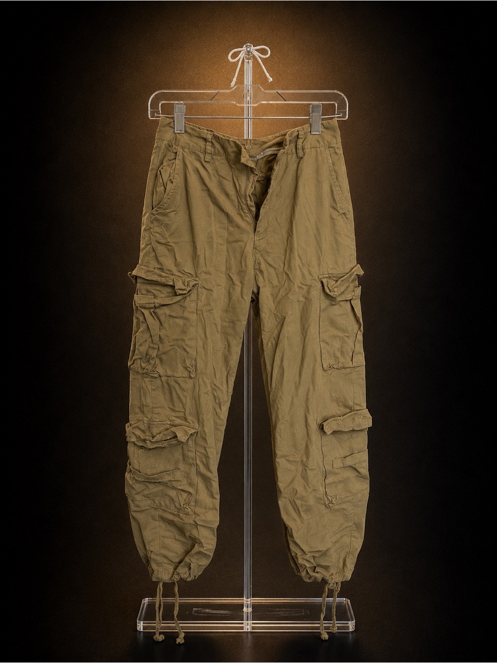 Woman’s Olive Cargo Pants - Drawstring Hem
